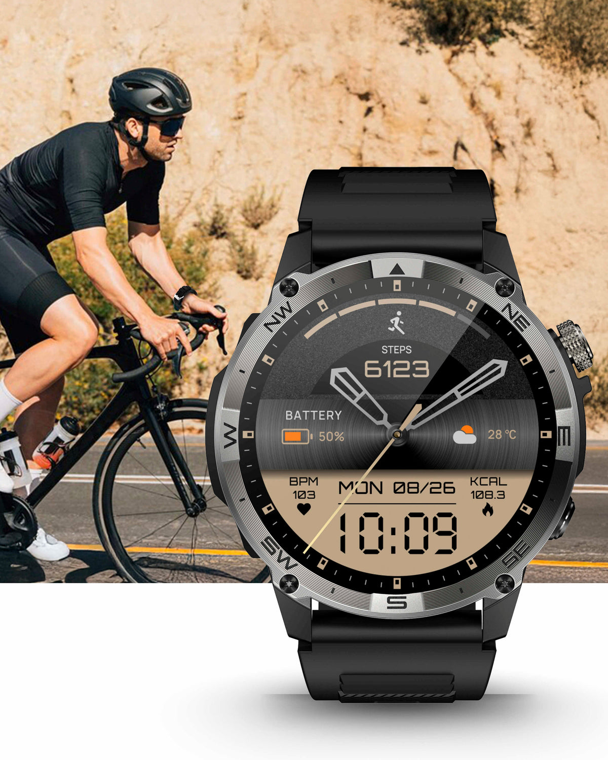 ZE™ Force Smartwatch || AMOLED Always On Display, Satellite GPS, Monitor Stress