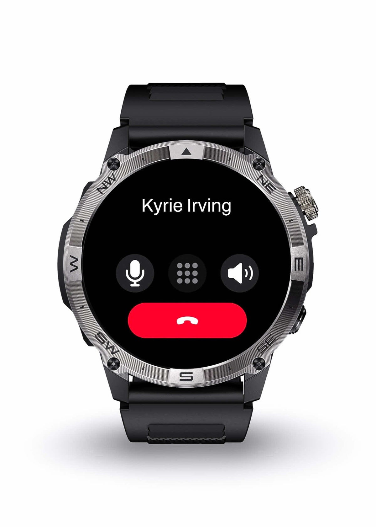 ZE Force Smartwatch displaying a contact name on its screen with a white background