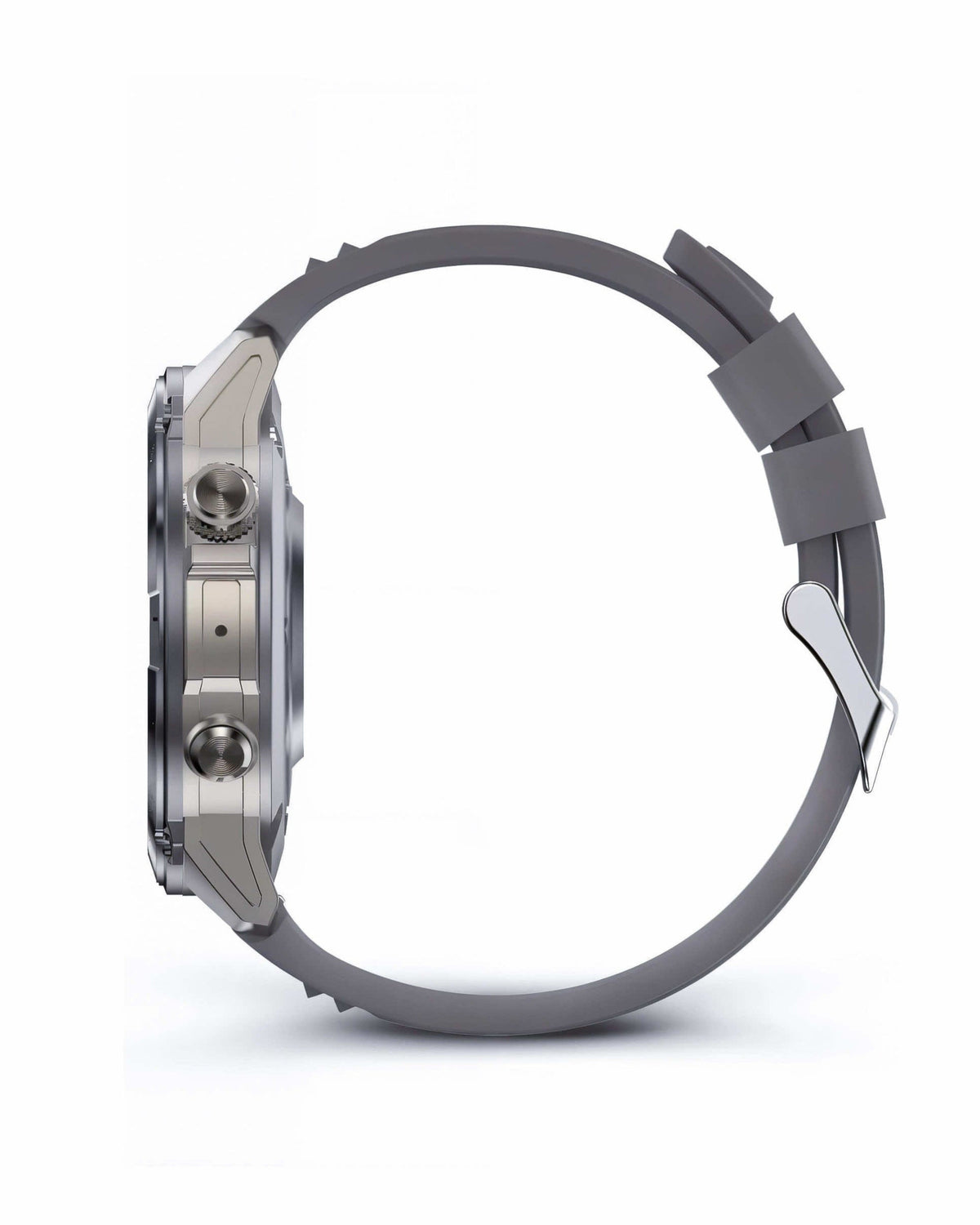 ZE Force Smartwatch with a gray band on a white background
