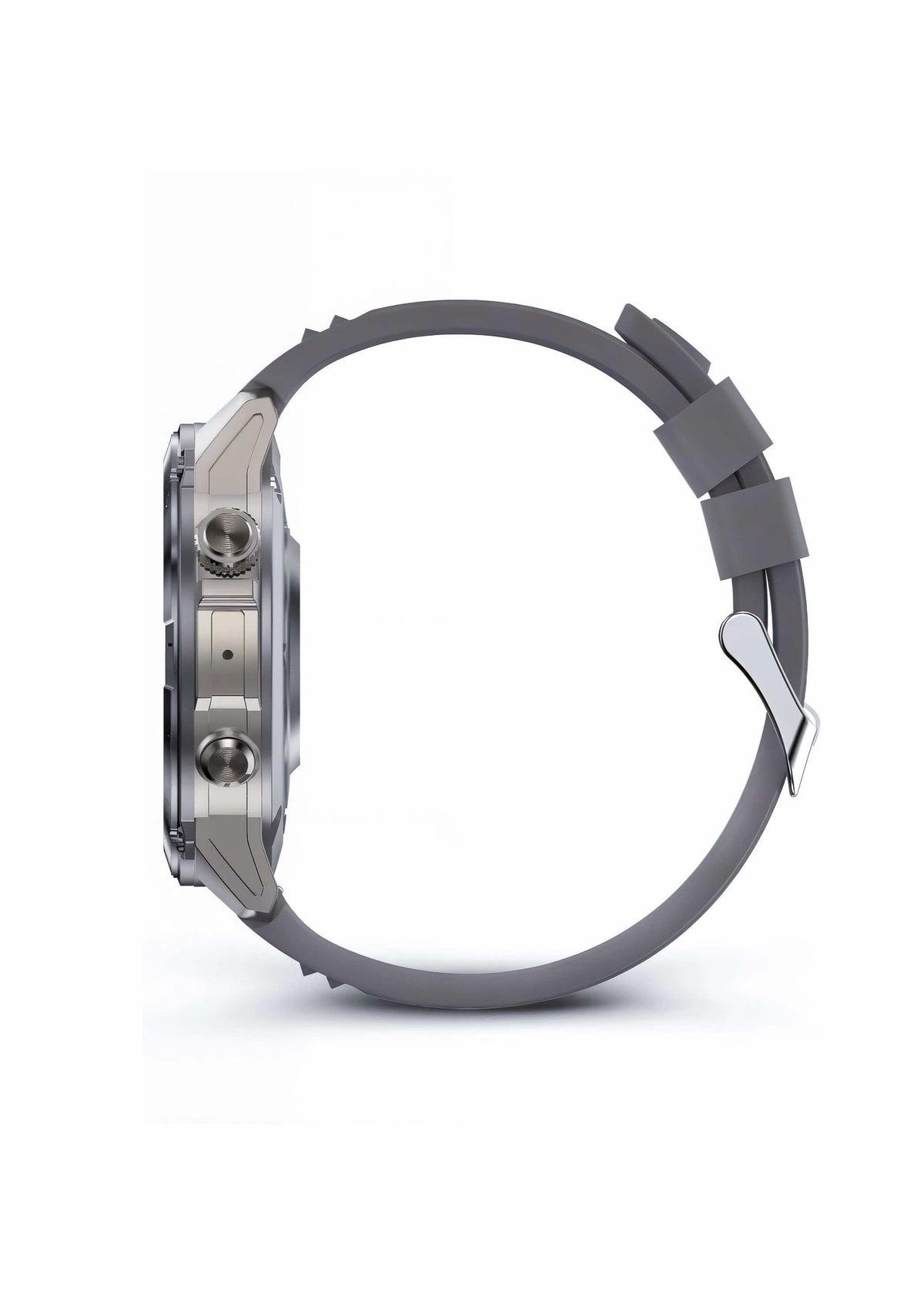 ZE Force Smartwatch with a gray band on a white background