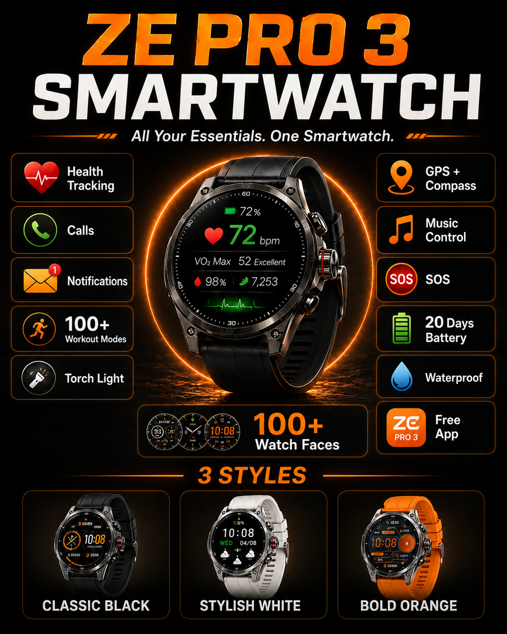 ZE™ Pro 3 Smartwatch - ZE Technology